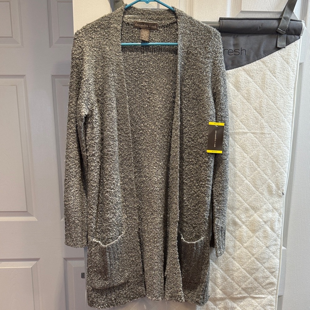 Alexandra & Oak Cozy Long Open-Front Gray Cardigan Sweater - Women's